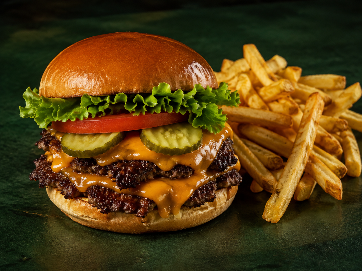 Hamburguesa con queso y papas de La Morella